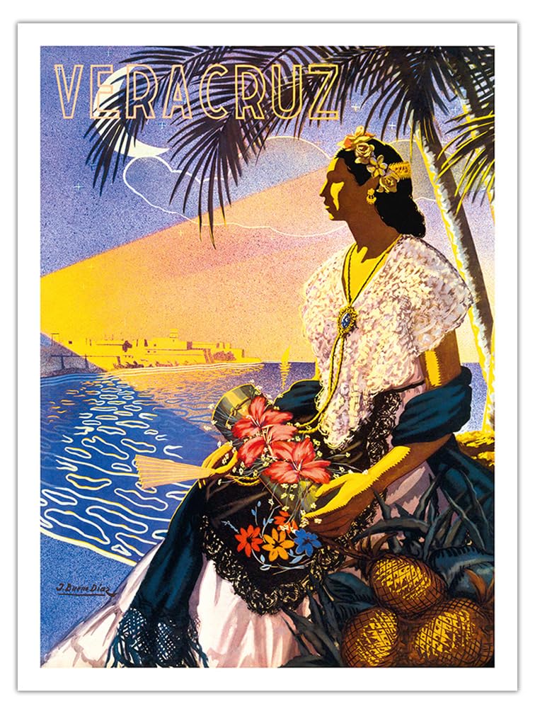 Amazon.com: Veracruz Mexico Hemp Art Print | Vintage Travel Poster